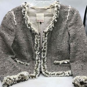 Rebecca Taylor Neutral Multicolored Sequin Tweed Blazer Sz. 6